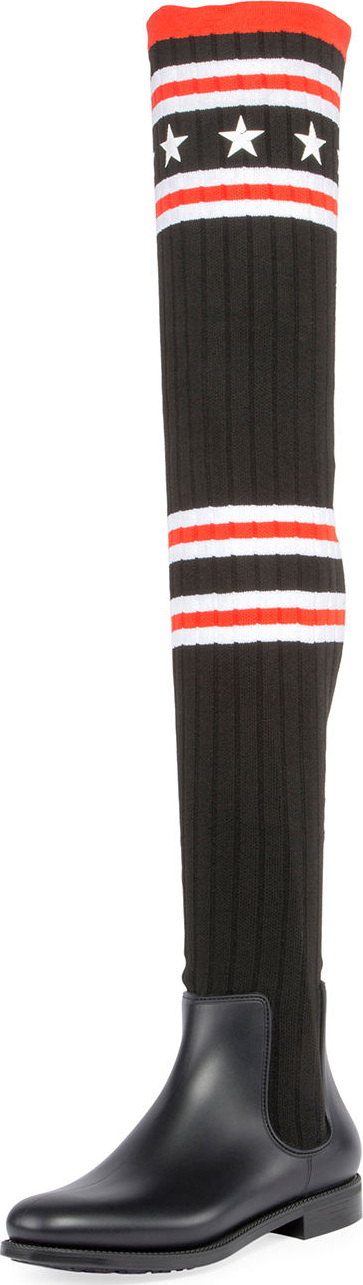 Givenchy Over-the-Knee Rubber Sock Boot