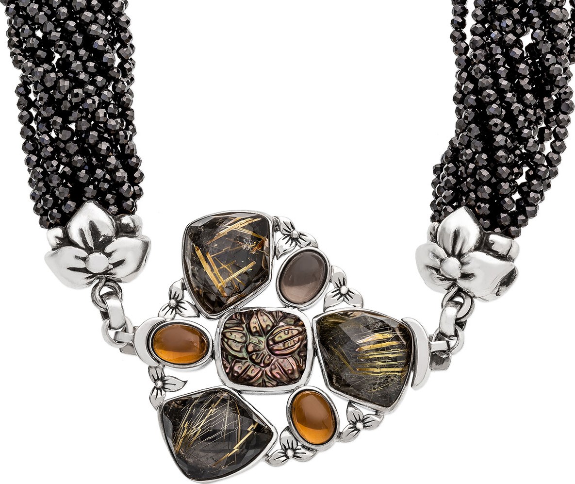 Stephen Dweck Multi-Strand Crystal, Quartz & Garnet Necklace