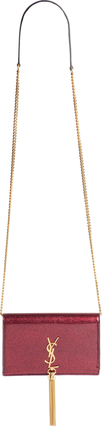Saint Laurent Kate Glitter Wallet on a Chain