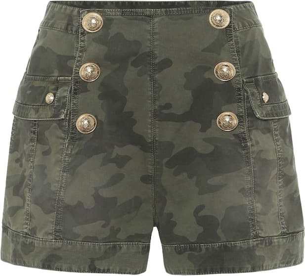 Balmain Camo stretch-cotton twill shorts