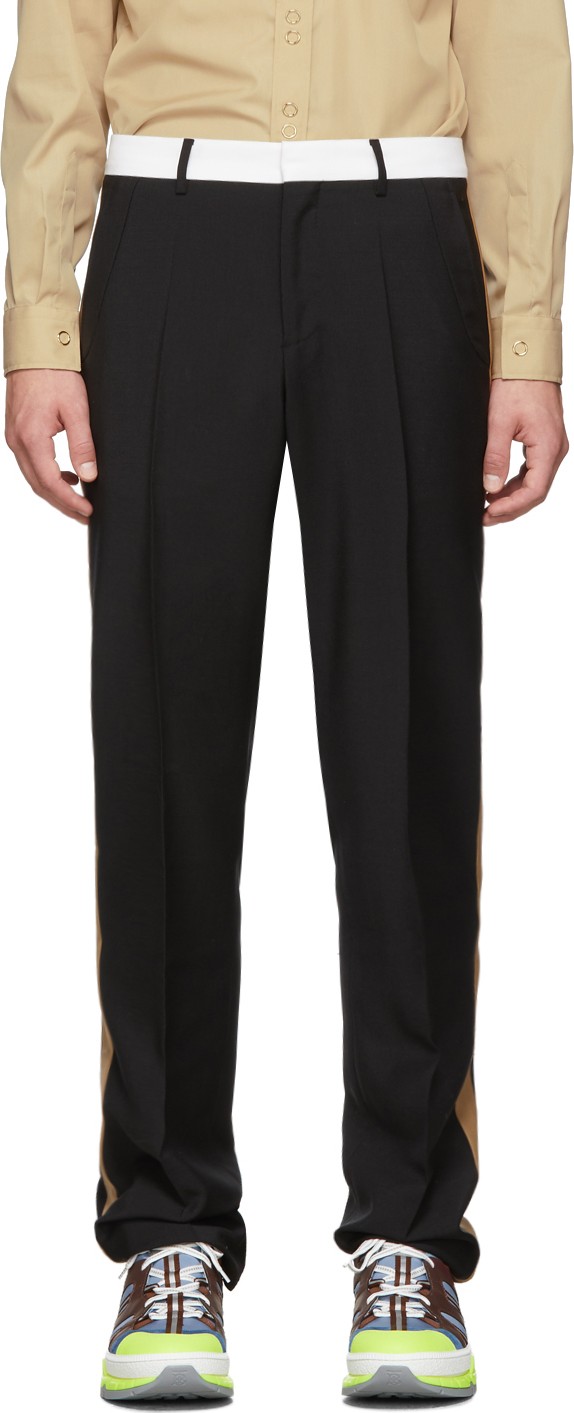 Burberry London England Black Stripe Tailored Trousers