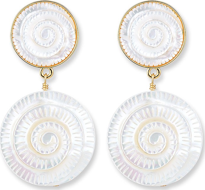 NEST Jewelry Hand-Carved Mother-of-Pearl Shell Drop Earrings