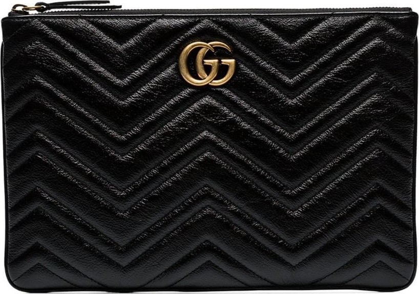 Gucci black quilted leather clutch bag