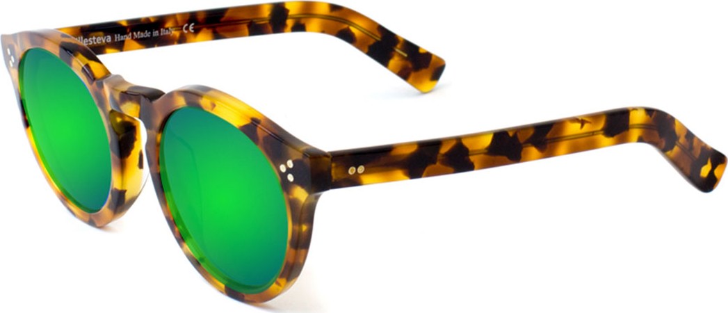 Illesteva Leonard II Mirror Sunglasses, Tortoise/Green