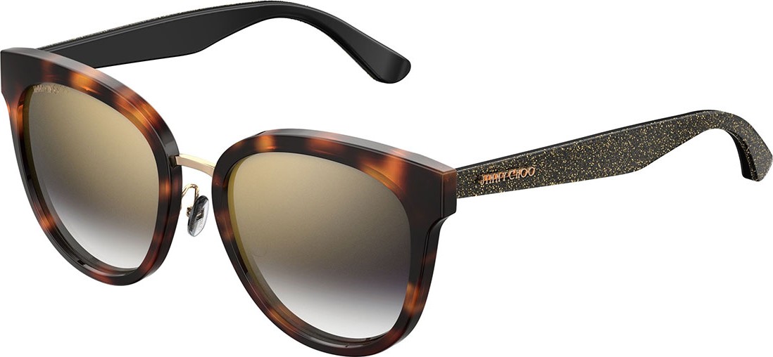Jimmy Choo Cadefs Round Acetate Sunglasses w/ Glittered Arms