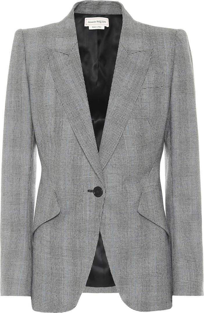 Alexander McQueen Checked wool and cashmere blazer