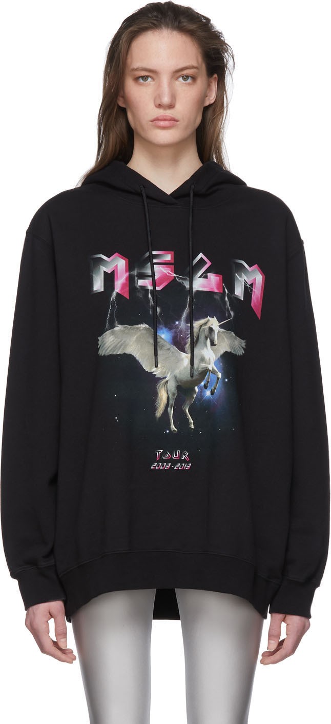 MSGM Black Space Unicorn Tour Hoodie