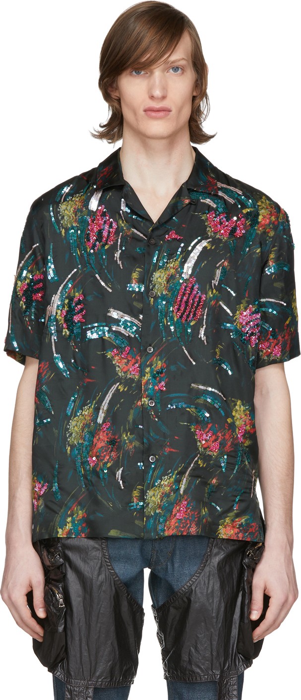 Dries Van Noten Black Floral Shirt