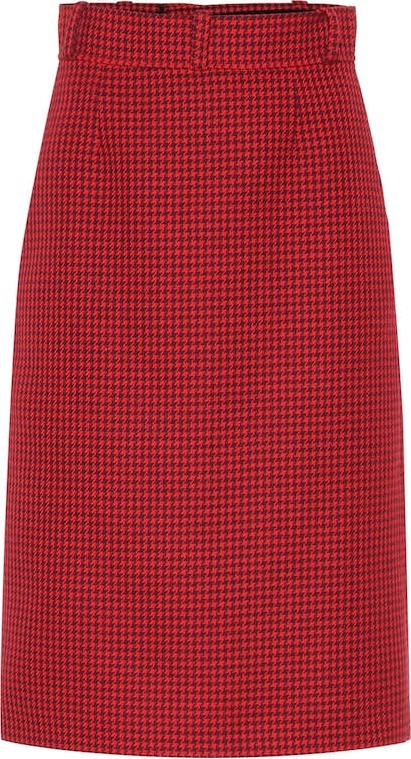 Balenciaga Houndstooth virgin wool midi skirt