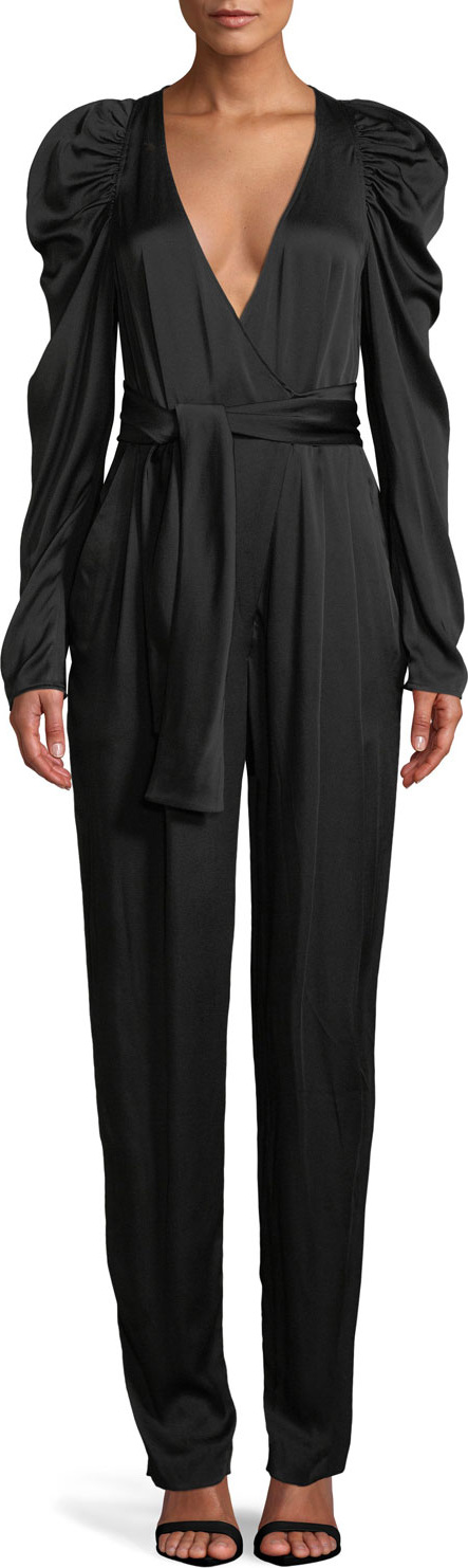 A.L.C. Christian Puff-Sleeve Belted Jumpsuit