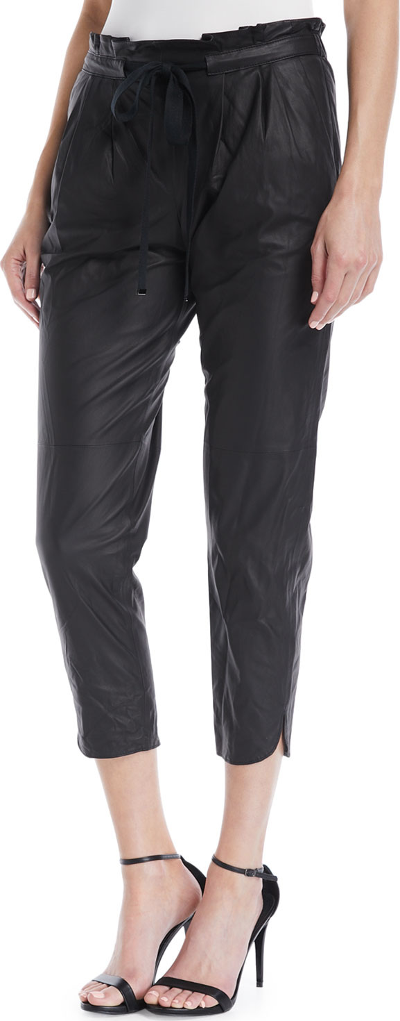 Ramy Brook Allyn Leather Drawstring Jogger Pants