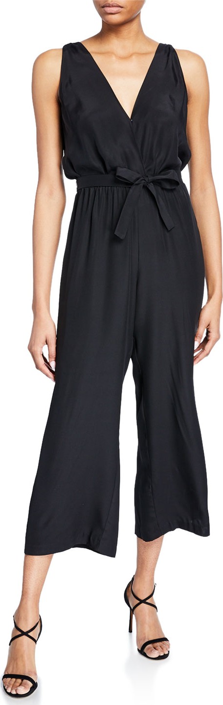 Amanda Uprichard Gunnar Sleeveless Cropped Silk Jumpsuit