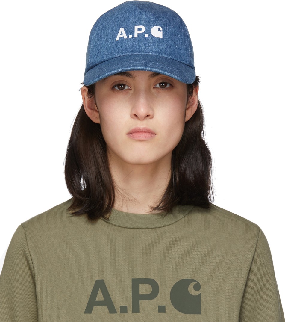 A.P.C. Indigo Denim Carhartt WIP Edition Logo Cap