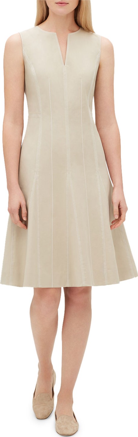 Lafayette 148 New York Rochelle Split-Neck Sleeveless Bi-Stretch Dress