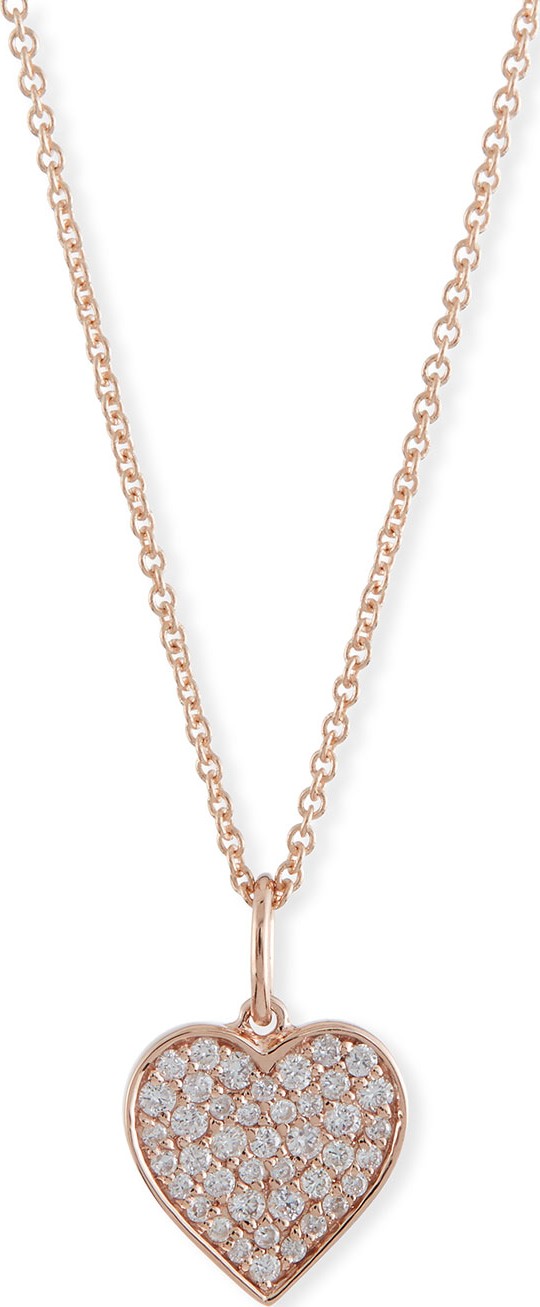 Sydney Evan Small Anniversary 14K Rose Gold Heart Pendant Necklace with Diamonds