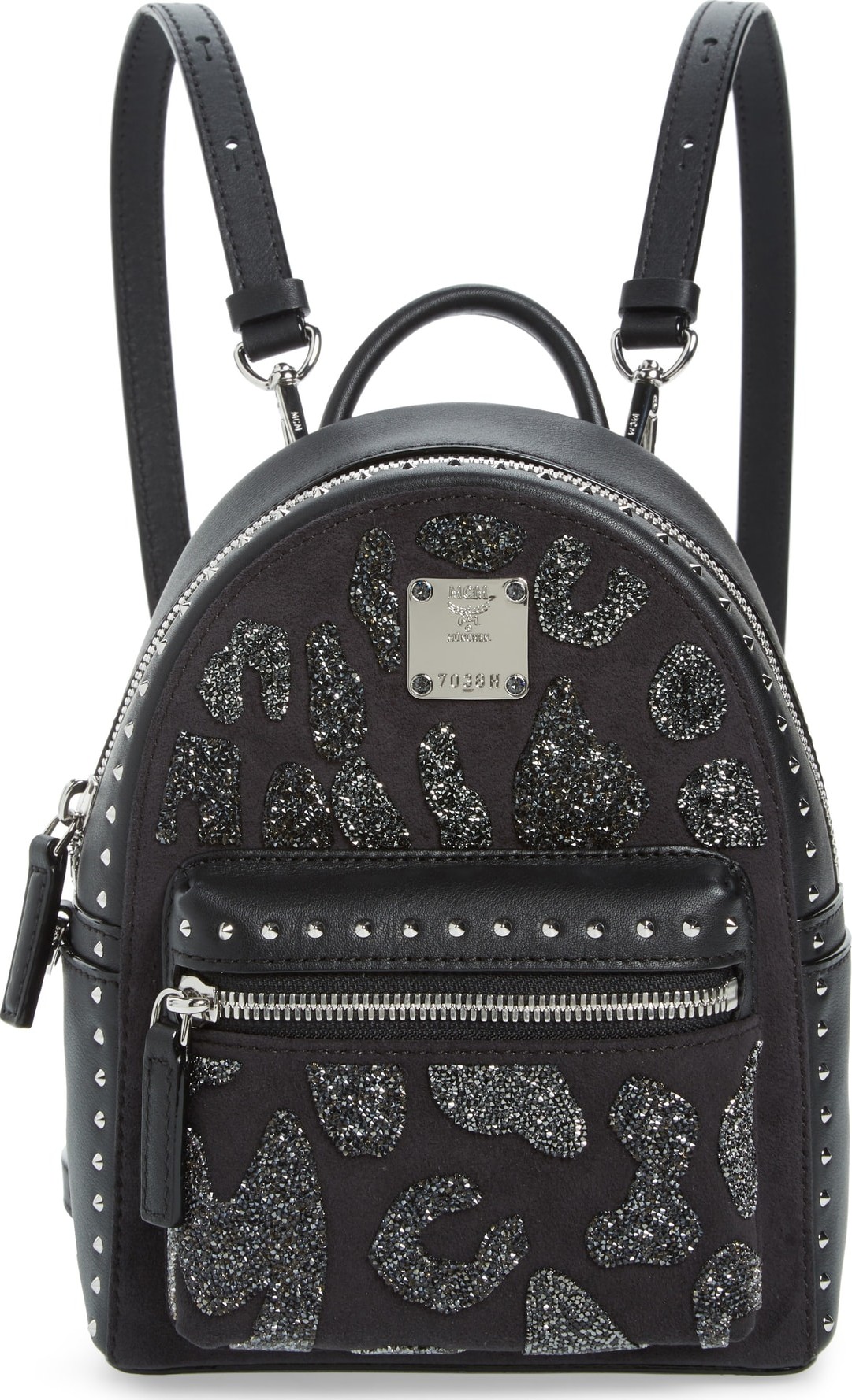 MCM X Mini Stark Crystal Glitter Coated Canvas Backpack