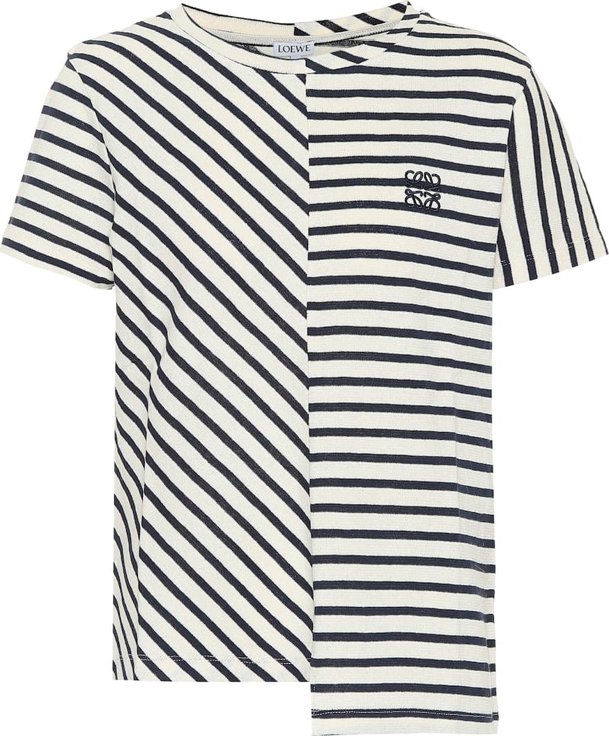 LOEWE Asymmetrical striped cotton T-shirt