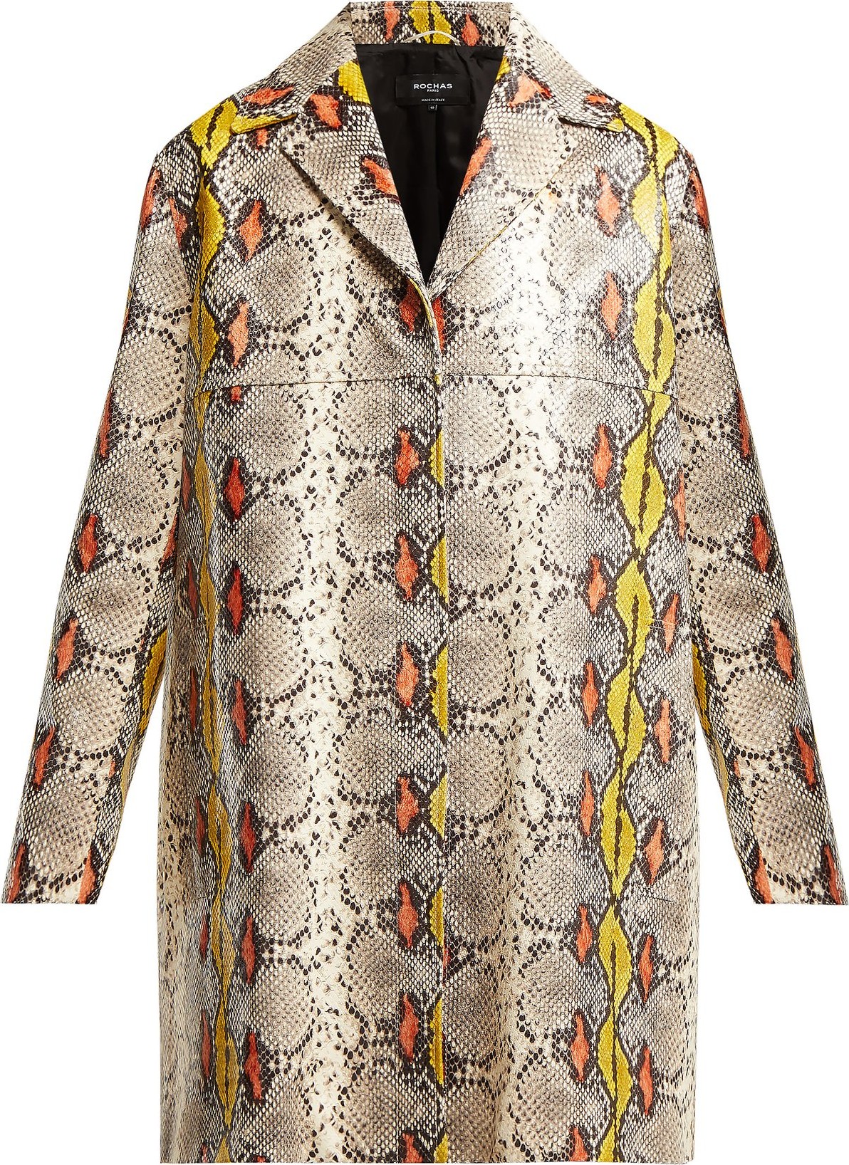 ROCHAS Single-breasted python-effect leather coat