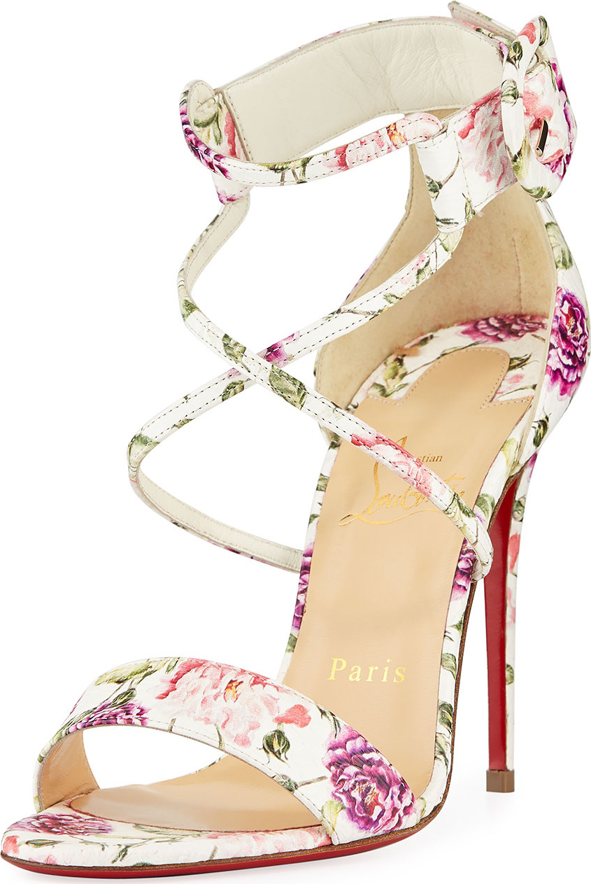 Christian Louboutin Choca Floral Snake Red Sole Sandal