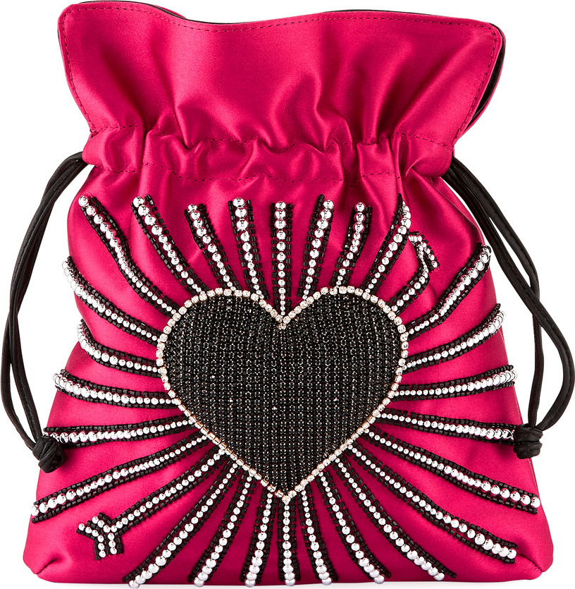 Les Petits Joueurs Trilly Heart Cupid Satin Pouch Bag