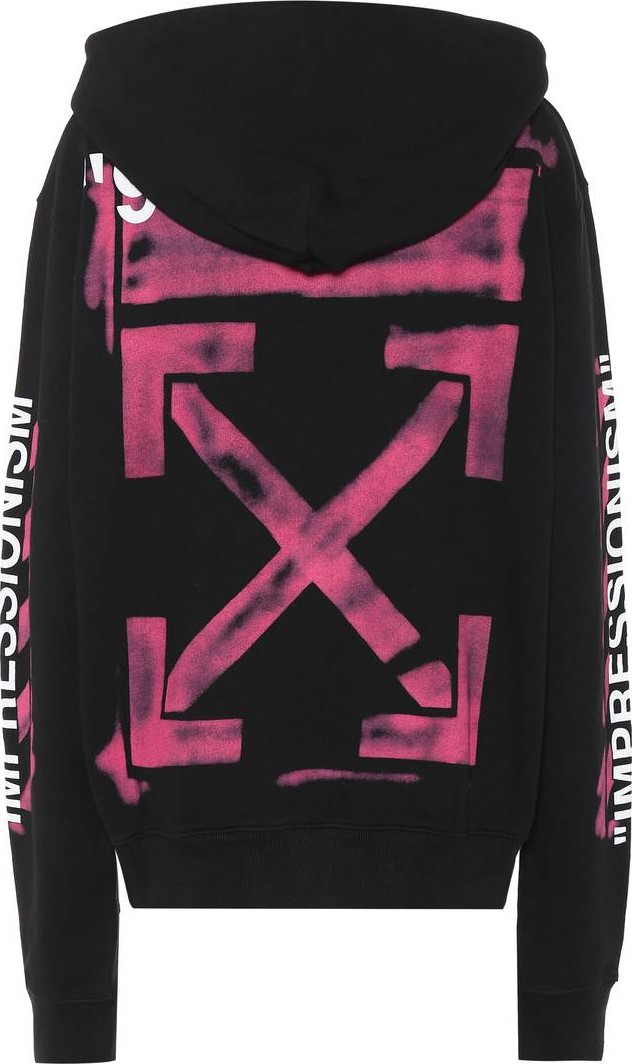 Off White Printed cotton hoodie