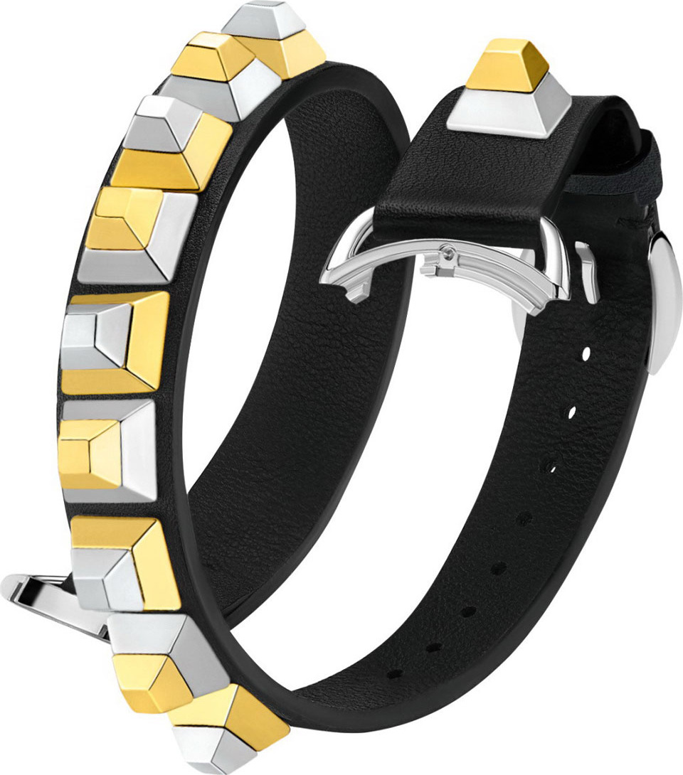 Fendi 17mm Dolce Stud Black Leather Watch Strap