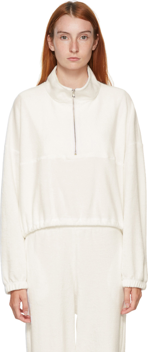 Gil Rodriguez - SSENSE Exclusive White Terry Diana Half-Zip Sweatshirt