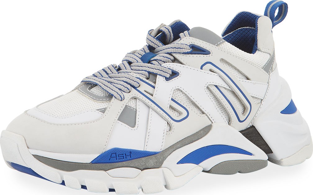 ASH Flash Mixed-Media Leather Platform Sneakers  White