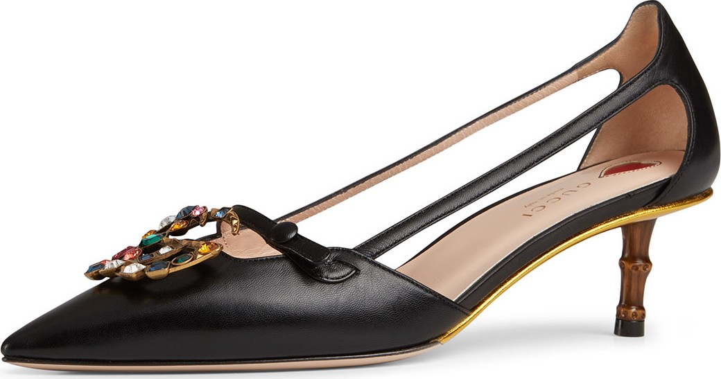 Gucci Jewel-GG Leather Pumps