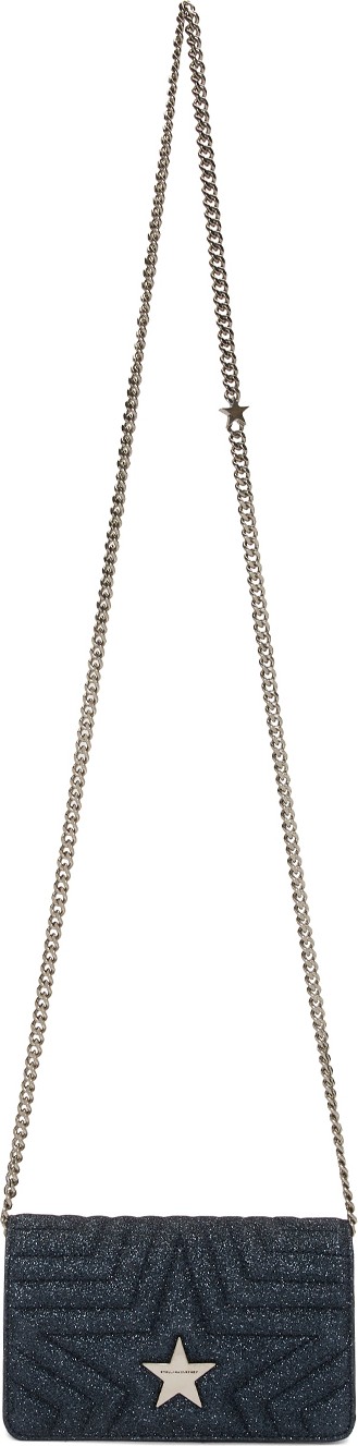 Stella McCartney Navy Small Glitter Stella Star Bag