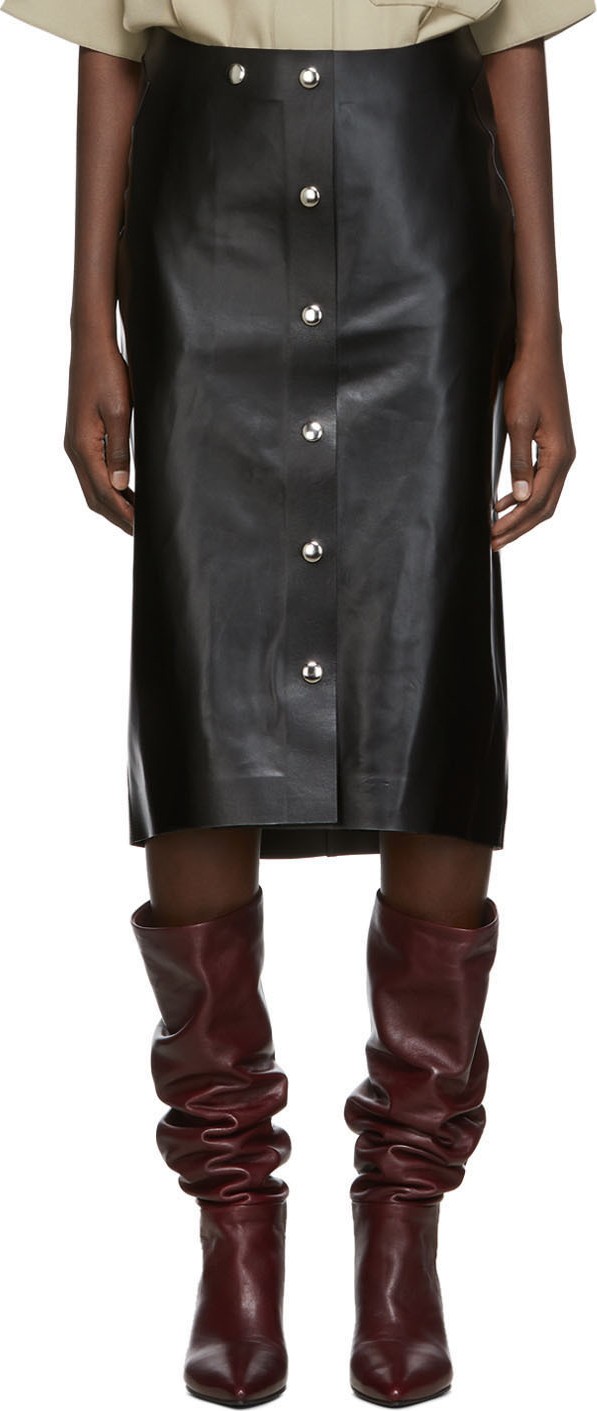 Victoria Beckham Black Leather Skirt