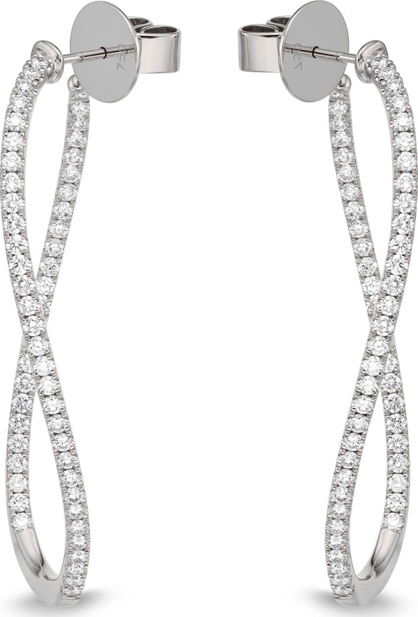 Memoire 18KWG Medium Diamond Pave Twist Hoop Earrings