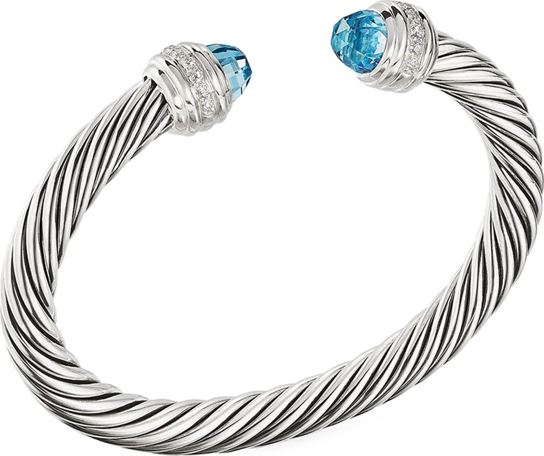 David Yurman Cable Bracelet w/ Diamonds & Topaz