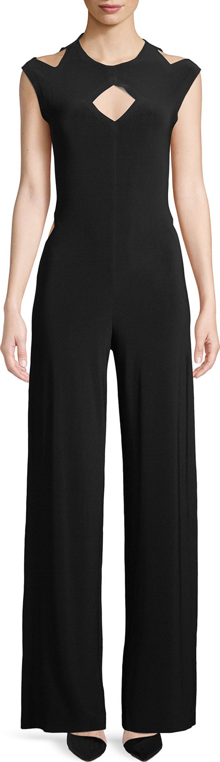 Norma Kamali Sleeveless Cut Out Jumpsuit in Soft Jersey