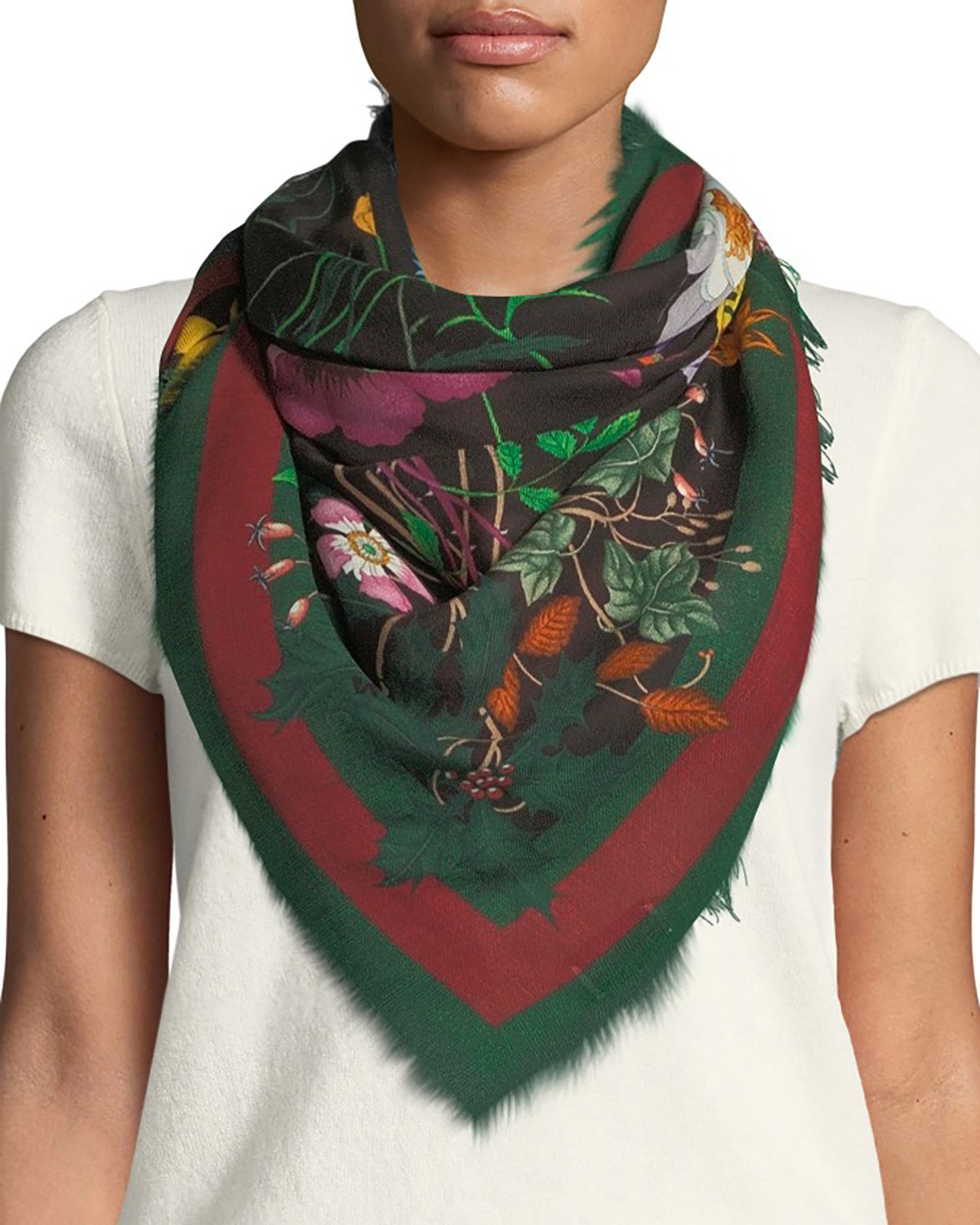 Gucci Flora Web Wool & Silk Shawl