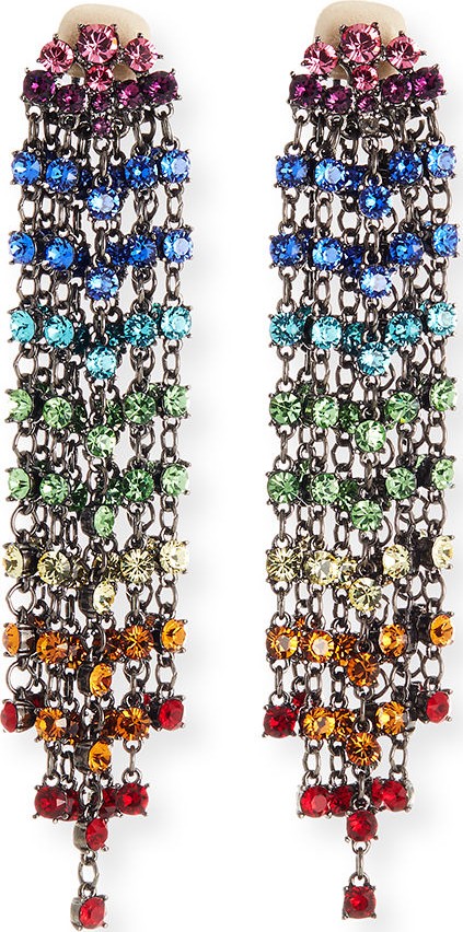 Oscar De La Renta Swarovski Crystal Cascade Waterfall Clip-On Earrings