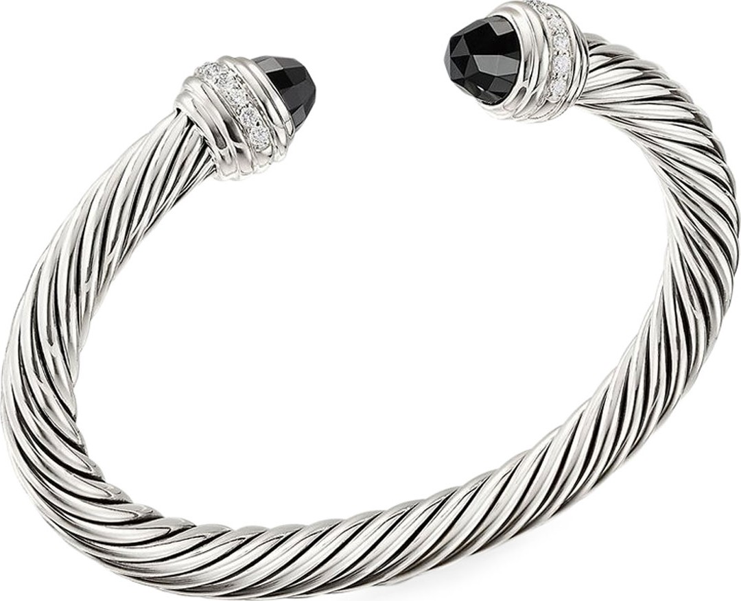David Yurman Cable Bracelet w/ Diamonds & Onyx