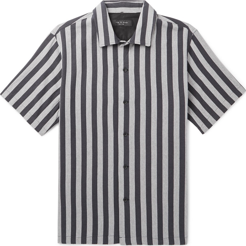 Rag & Bone Avery Striped Camp-Collar Cotton Shirt