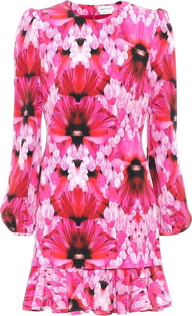 Alexander McQueen Floral silk minidress