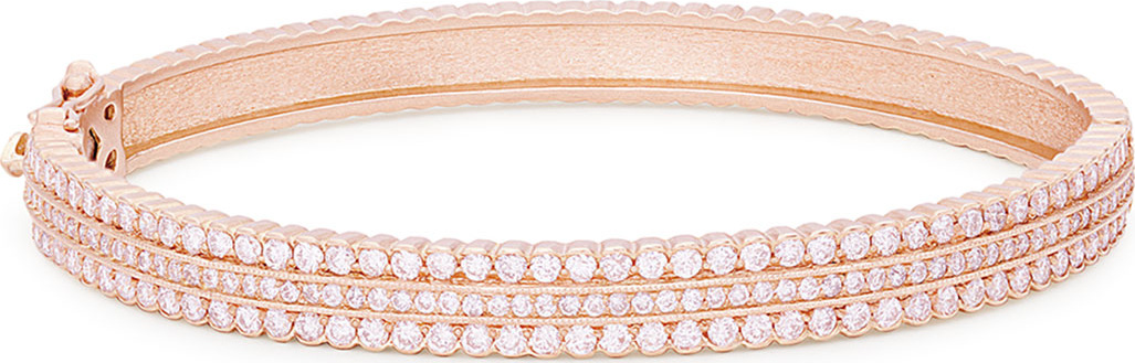 Jamie Wolf Hinged Scalloped White Diamond Bracelet in 18K Rose Gold