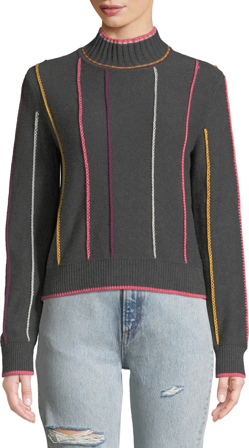 Rag & Bone Tom Embroidered Turtleneck Pullover Sweater