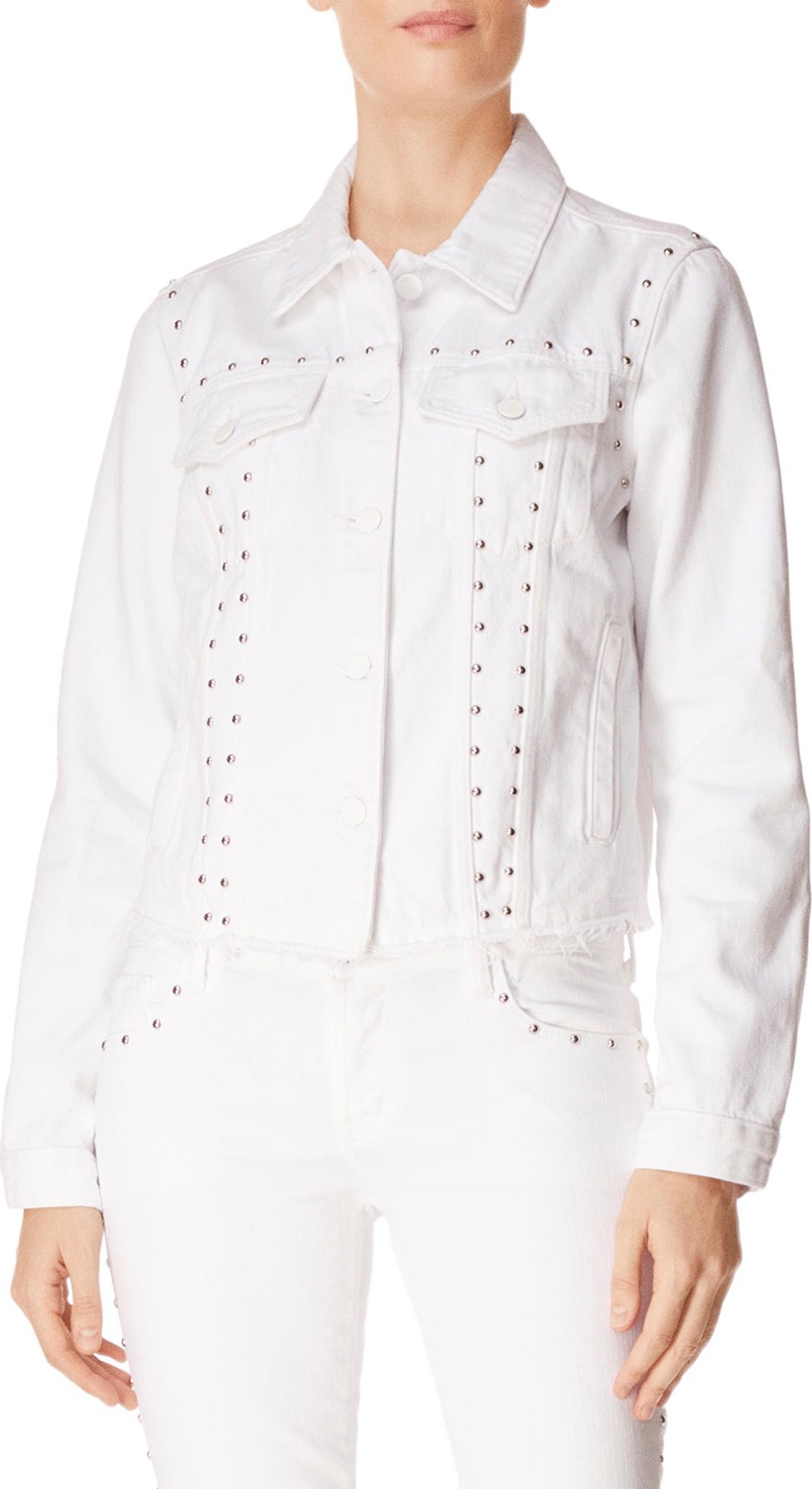 J BRAND Slim Raw-Edge Studded Denim Jacket