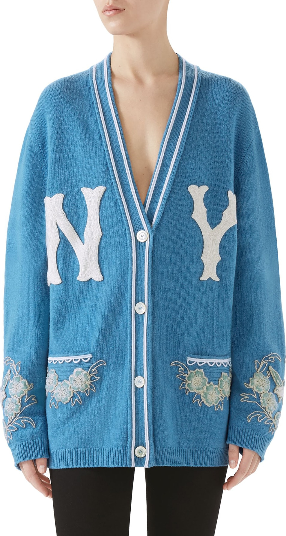 Gucci NY Embroidered Wool Cardigan