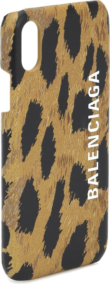 Balenciaga Leopard-print leather iPhone X case