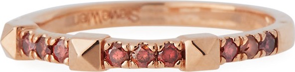 Stevie Wren 14k Rose Gold Pink Diamond & Pyramid Stackable Ring, Size 6.5