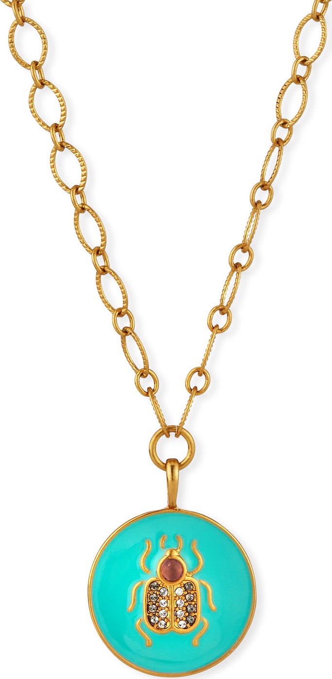 Sequin Bug Talisman Necklace w/ Crystals
