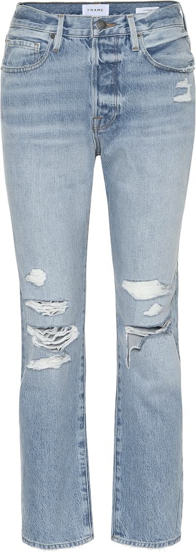 FRAME DENIM High-rise distressed slim jeans