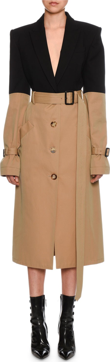 Alexander McQueen Blazer-Top Trench Coat