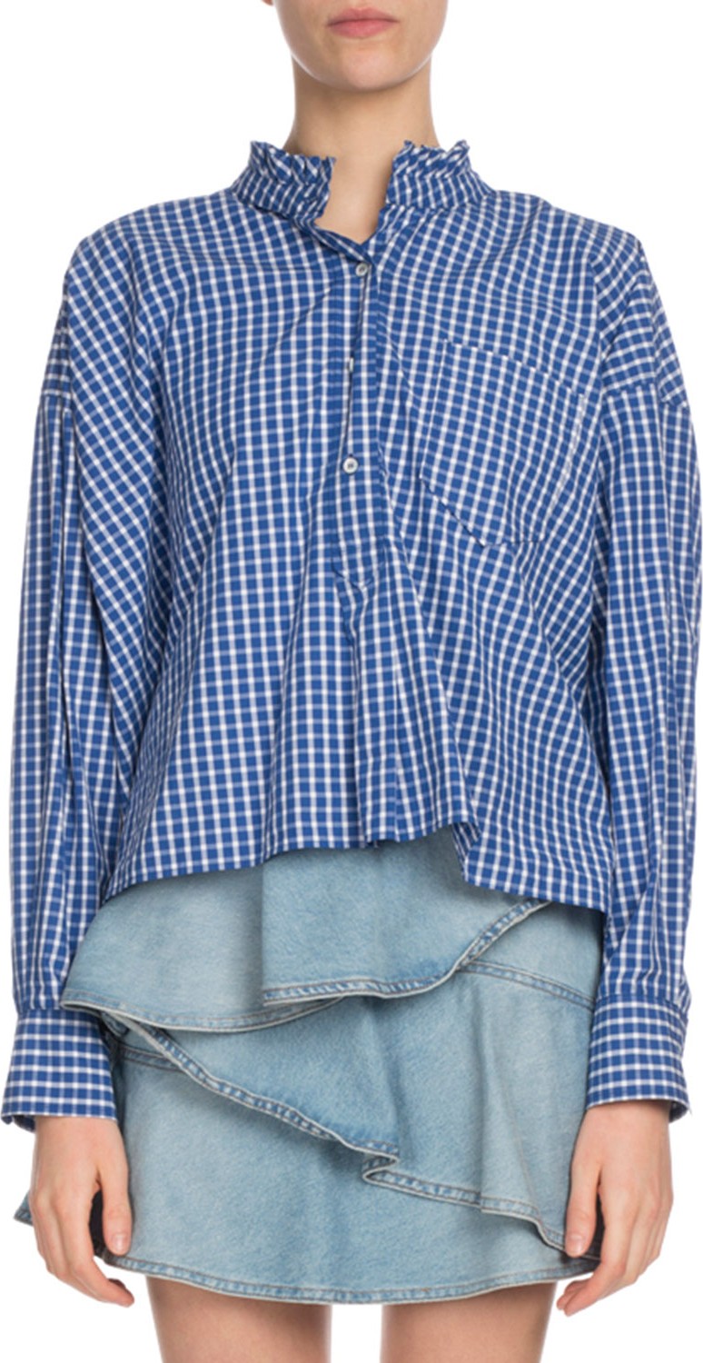 Isabel Marant Etoile Olena Gingham Check Button-Front Blouse