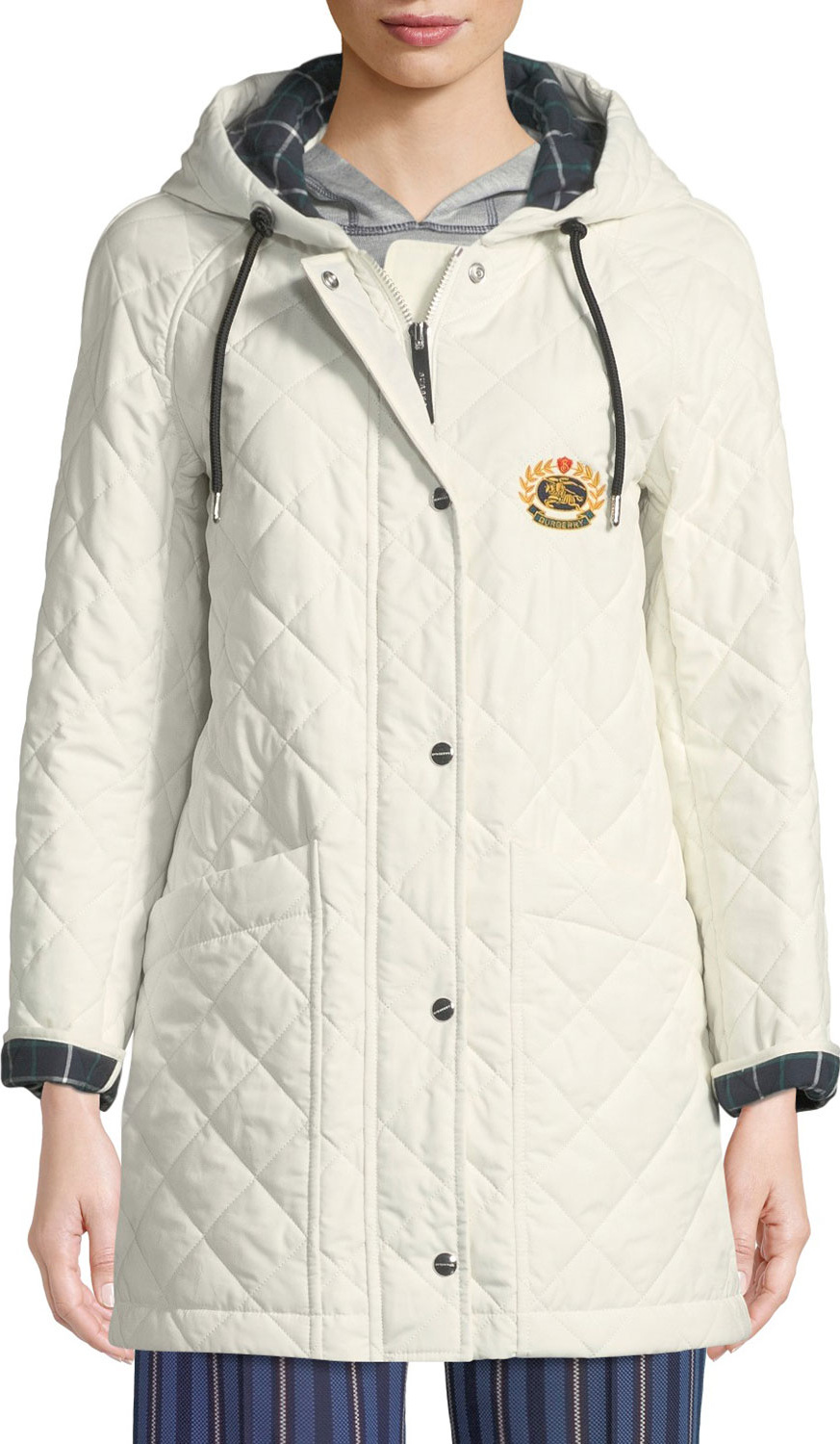 Burberry London England Roxwell Diamond-Quilted Hooded Parka Jacket